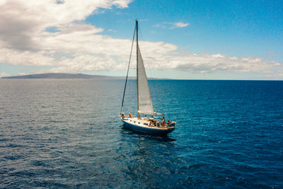 Yacht on blue